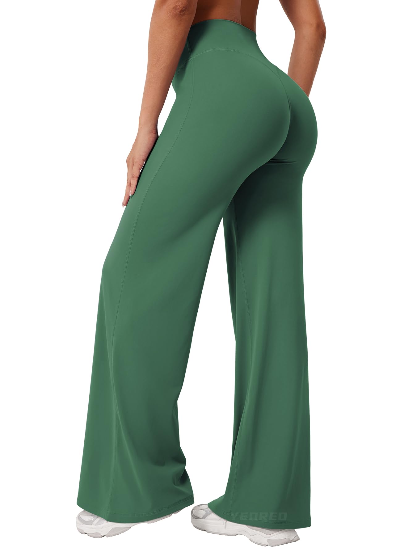 YEOREO Workout Leggings Womens No Front Seam Straight Leggings 31.5" High Waist Buttery Eddiy Gym Yoga Pants Dark Green XS