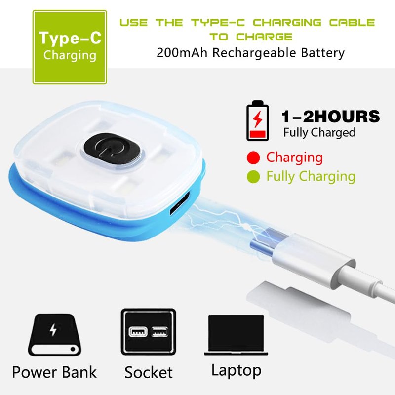 ATNKE USB Type C Rechargeable Light for LED Knit Beanie Hat, Easy Install Quick Release Replaceable Hands Free Headlamp/White Light