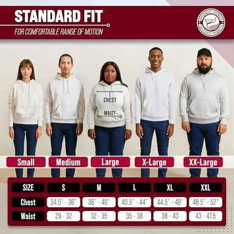 Campus Colors NCAA Adult Unisex Varsity Club Pennant Hooded Fleece Sweatshirt, Cozy Cotton Poly Blend, Classic Design