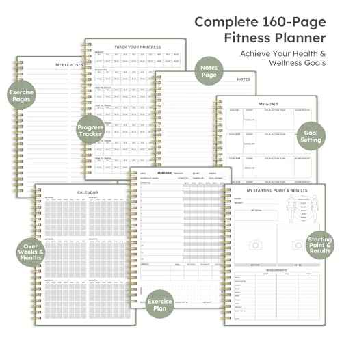 Fitness Workout Journal for Women & Men, A5(5.5" x 8.2") Workout Log Book Planner for Tracking, Progress, and Achieving Your Wellness Goals - Green