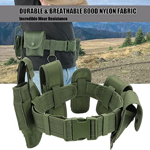 abcGoodefg Modular Equipment System Security Utility Tactical Duty Belt with Components Pouches Bags Holster Gear for Law Enforcement Guard Security Hunting (6 PCS, Army green)