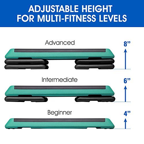 Yes4All Aerobic Exercise Workout Step Platform Health Club Size with 4 Adjustable Risers Included and Risers Options - /Black