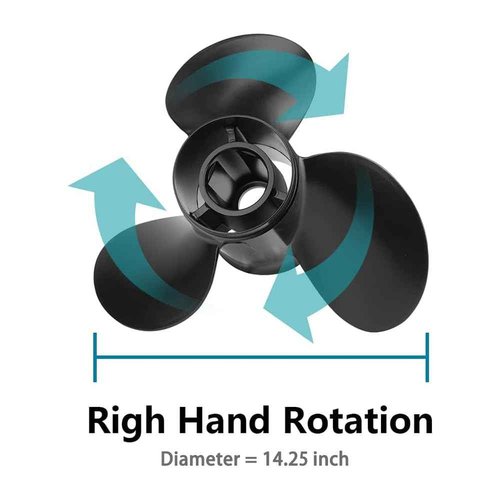 Qiclear 14.25 x 21 Pitch | 48-832832A45 (Upgrade Rubber Hub Kits Included) OEM Aluminum Outboard Propeller fit Mercury/Mariner 135-300HP,Mercruiser Sterndruves, Alpha,Bravo One, 15 Spline Tooth, Rh