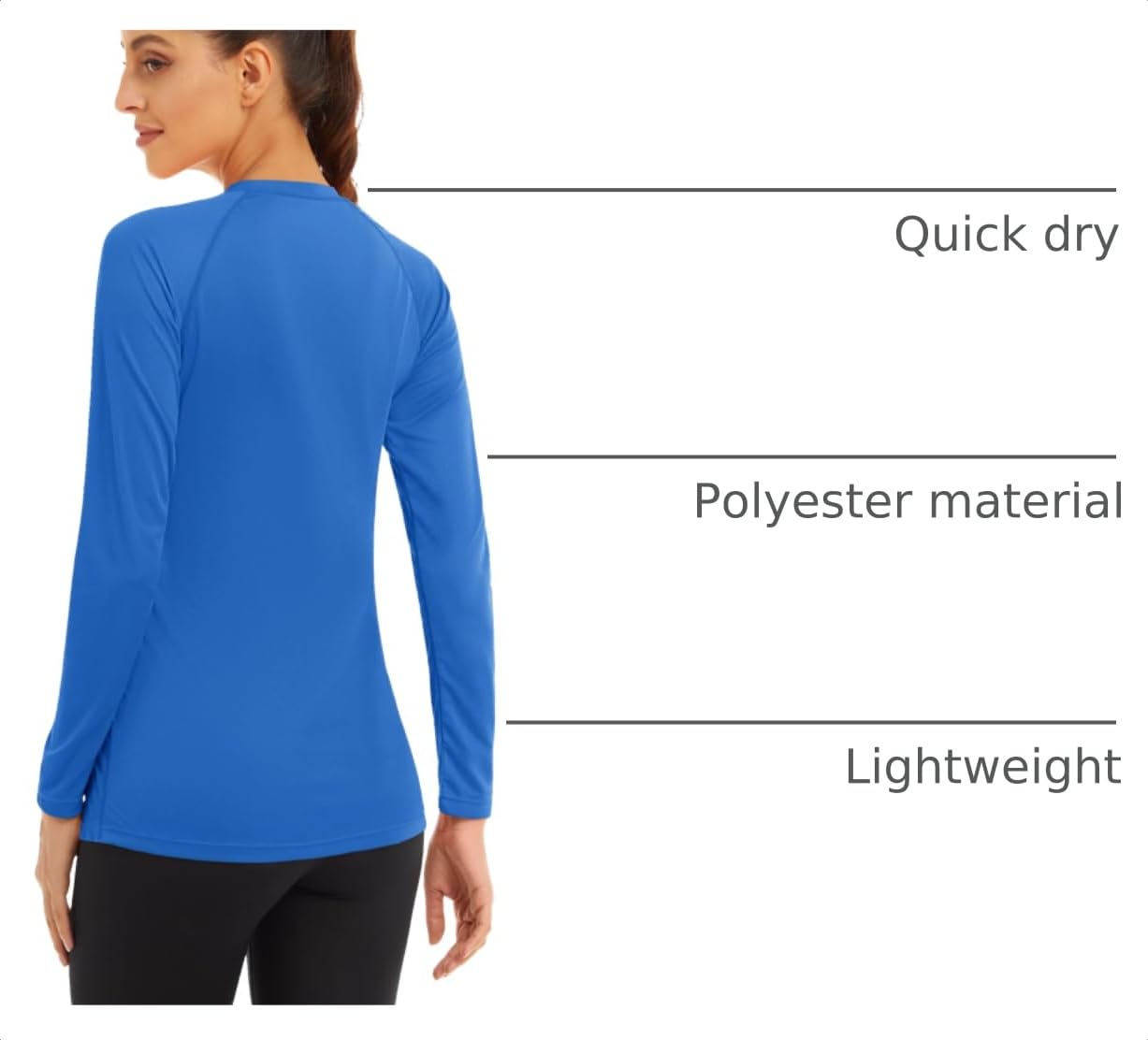 MAGCOMSEN Womens Athletic Shirts Long Sleeve Shirts for Women Casual Running Shirts Women UV Shirts for Women Workout Shirts Women Rash Guard Blue Green
