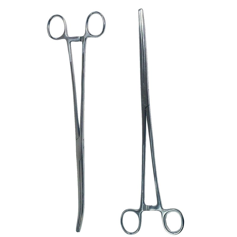 Rochester Pean Hemostat Forceps Set - 10" Surgical Clamps with Full Mouth Serration | Straight & Curved, Three Locking Positions