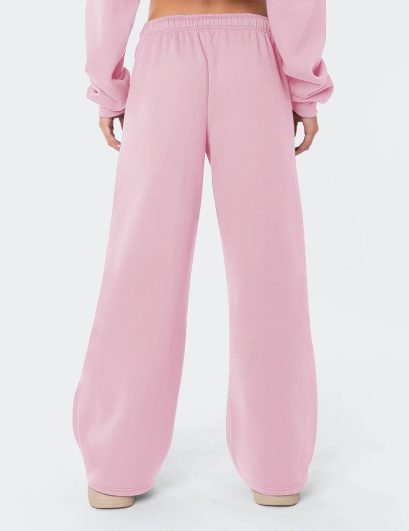 HeSaYep Women's Fleece Lined Sweatpants Wide Leg Baggy High Waisted Sweat Pants Drawstring Lounge Trousers Y2K Straight Leg Sherpa Pants Light Pink S