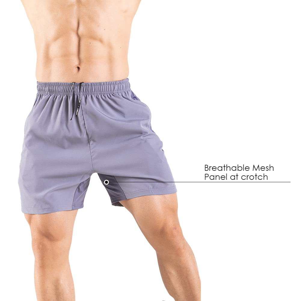 Gaglg Men's 5" Running Shorts 2 Pack Quick Dry Athletic Workout Gym Shorts with Zipper Pockets Black/Gray,XX-Large