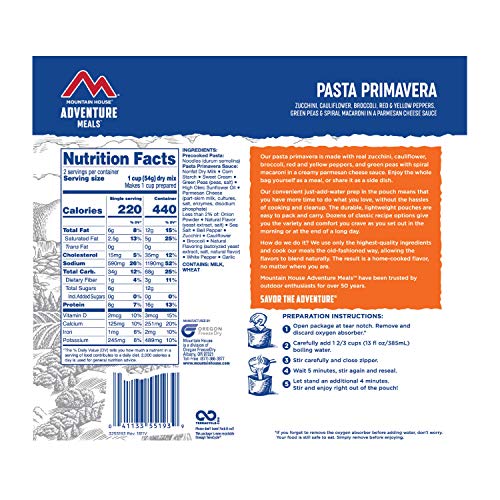 Mountain House Pasta Primavera | Freeze Dried Backpacking & Camping Food | 2 Servings