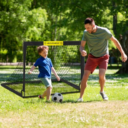 Black 4x3FT Soccer Goal for Kids - Portable Backyard & Indoor Training with Stakes