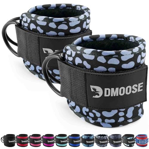 DMoose Fitness Ankle Straps for Cable Machines - One Size Fit with Premium Padding, Glute Kickback Ankle Strap for Women & Men, Cable Attachments for Gym, Booty Workouts, Leg Extension & Hip Abductors