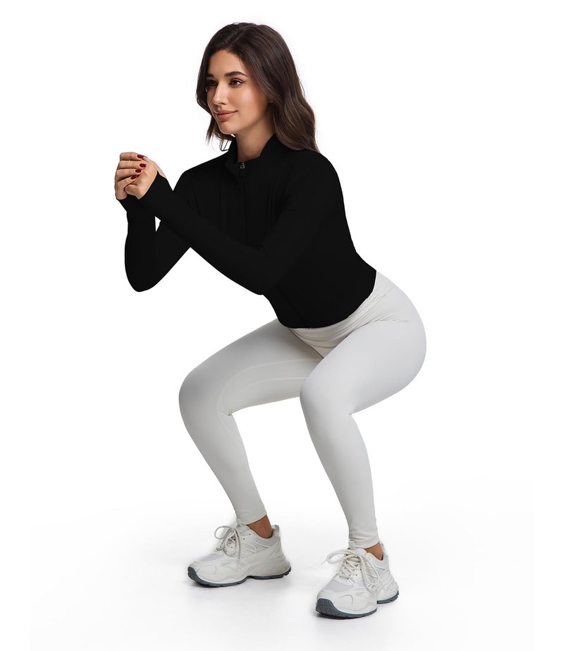 pkywars Womens Workout Jackets for Woman, Full Zip Up Athletic Gym Yoga Sports Jacket with Thumb Holes (black,x-large)