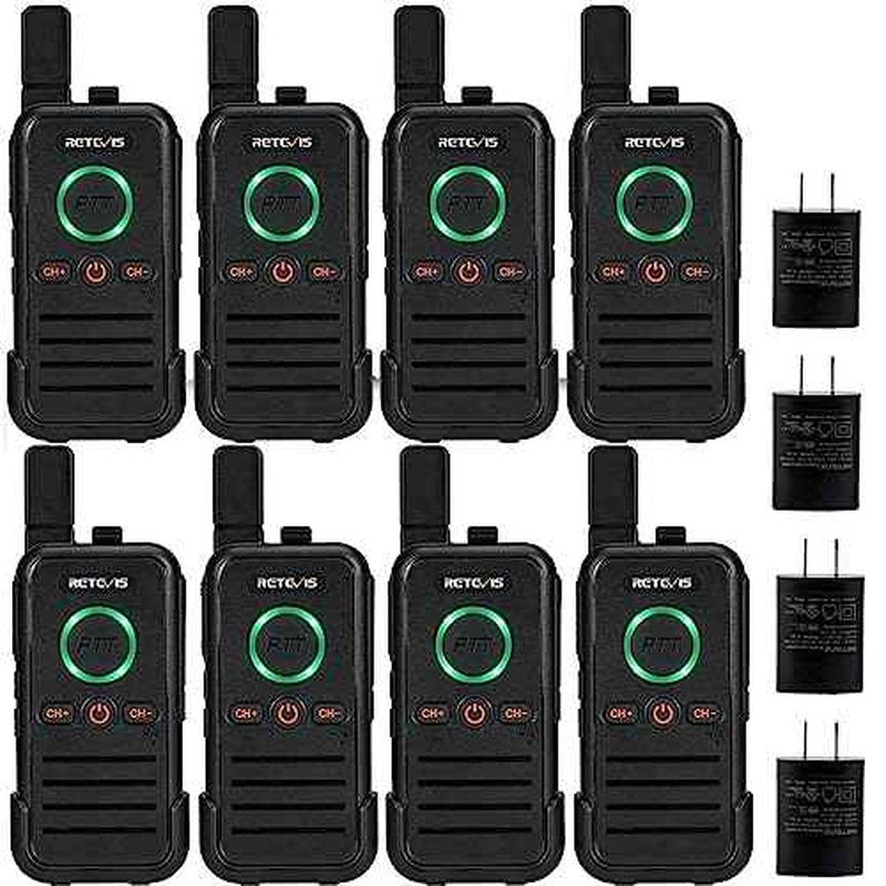 Retevis RB45 Walkie Talkies 8 Pack,Rechargeable Long Range Two Way Radio,Dual PTT,Indicator,Loud Sound,Mini,Wearable Small Walkie Talkie for Seniors Adults Elderly Healthcare Hospital Nursing Home