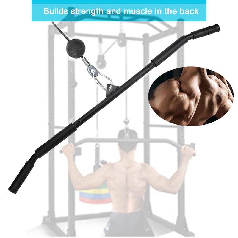 LAT Pulldown Bar Attachment,39.7"Curl Tricep Press Down Bar with Rubber Handle,LAT Pull Down Bar Accessories for Gym,Strength Workout,Body Training,Muscle Building