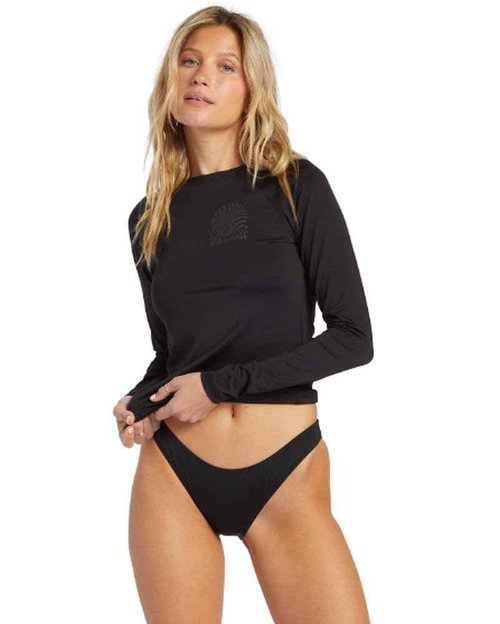 Billabong Women's Standard Sol Searcher Long Sleeve Rashguard, Black Pebble