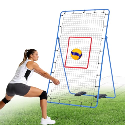 OLIXIS Light Blue Volleyball Rebounder Net 7x4 ft with Travel Bag - All-Weather Training Equipment