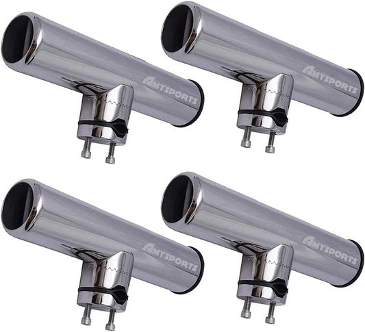 Rail Mount Rod Clamp Holders - Adjustable Stainless Steel Fishing Rod Holder for Kayak & Boat
