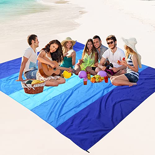 WIWIGO Beach Blanket Waterproof Sandproof Beach Mat 79" X 83" /10'x9'for 2-8 Adults Quick Drying Outdoor Picnic Mat Beach Accessories for Travel, Camping, Hiking