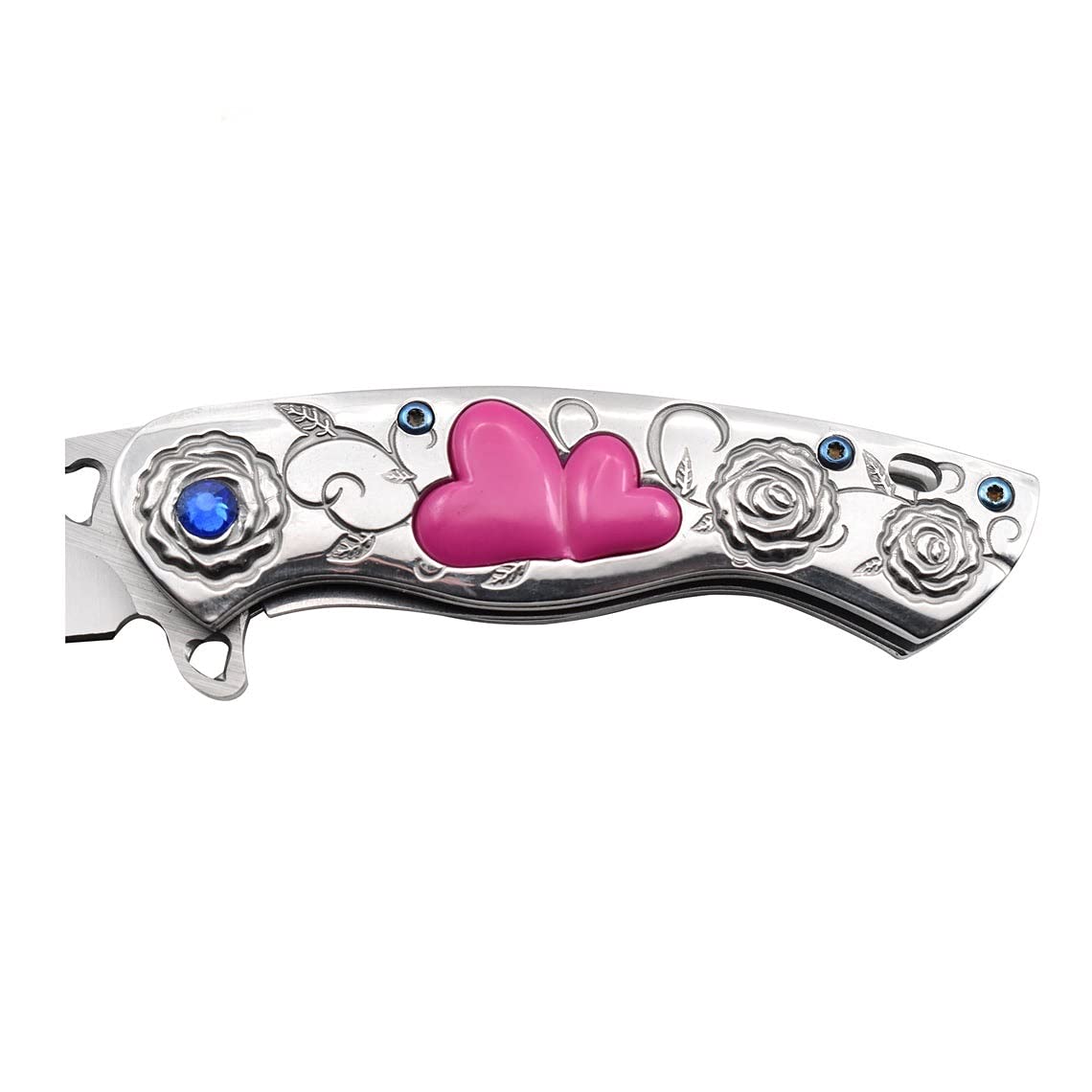 Snake Eye Tactical 7" Cupid Heart Ladies Valentines day Pocket Knife with LOVE Pocket Clip Included (Silver)