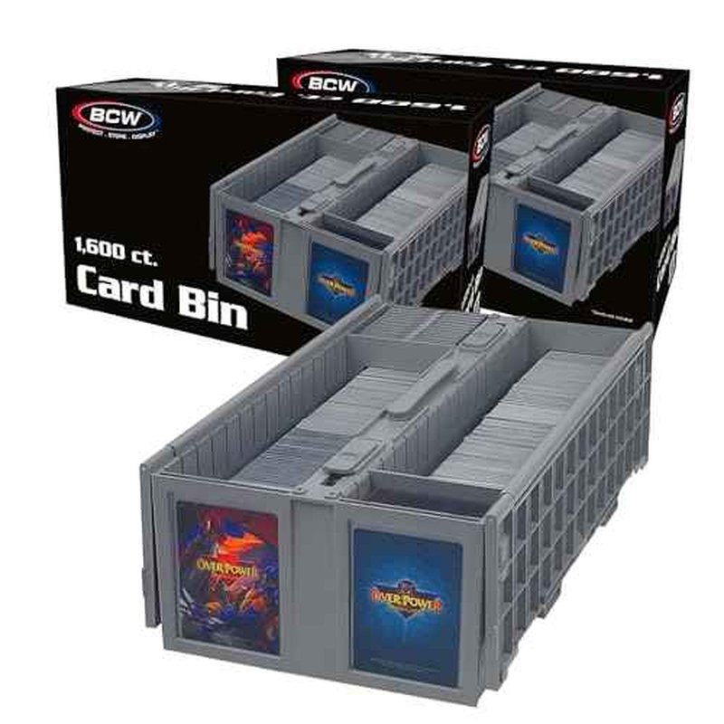 BCW Collectible Card Bin ? (2-Pack, Gray) | Holds up to 1600 Cards | Plastic Storage Box for Pok?mon, MTG & Sports Cards