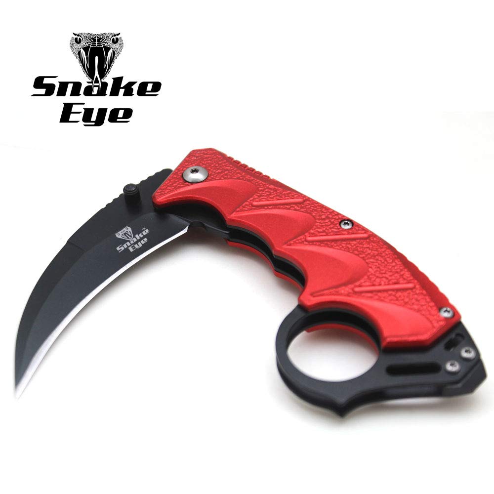 Snake Eye Tactical Everyday Carry Spring Assist Style Folding Pocket Knife EDC (Red)