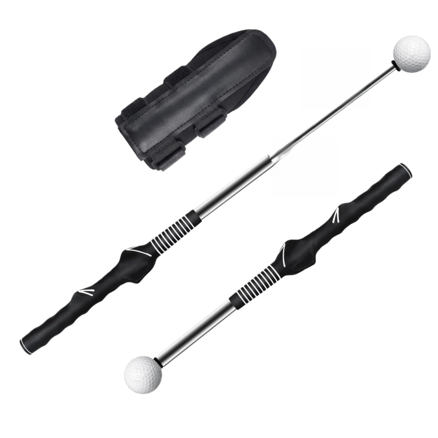 JCWPVA Retractable Golf Swing Trainer with Wrist Support Brace, Golf Grip Trainer & Swing Aid for Right Hand, Adjustable Golf Training Equipment for Strength & Tempo Training, Indoor Outdoor Practice