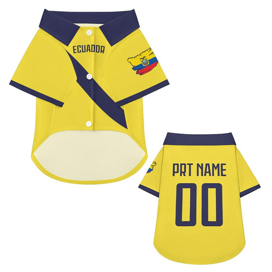 Custom Dog Shirt Ecuador Soccer Shirt 23/24 Personalized Name Number Gifts for Pet Dogs Cats Shirts Puppy Kitten