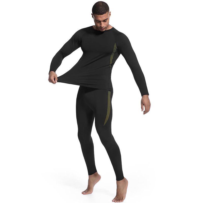 MEGE KNIGHT Mens Thermals Top and Bottom set Winter Underwear Insulated Hunting Long Johns Outdoor Military Hunting Essentials Cold Gear Black