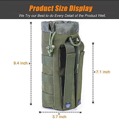 Upgraded Tactical Drawstring Molle Water Bottle Holder Tactical Pouches (Army Green)