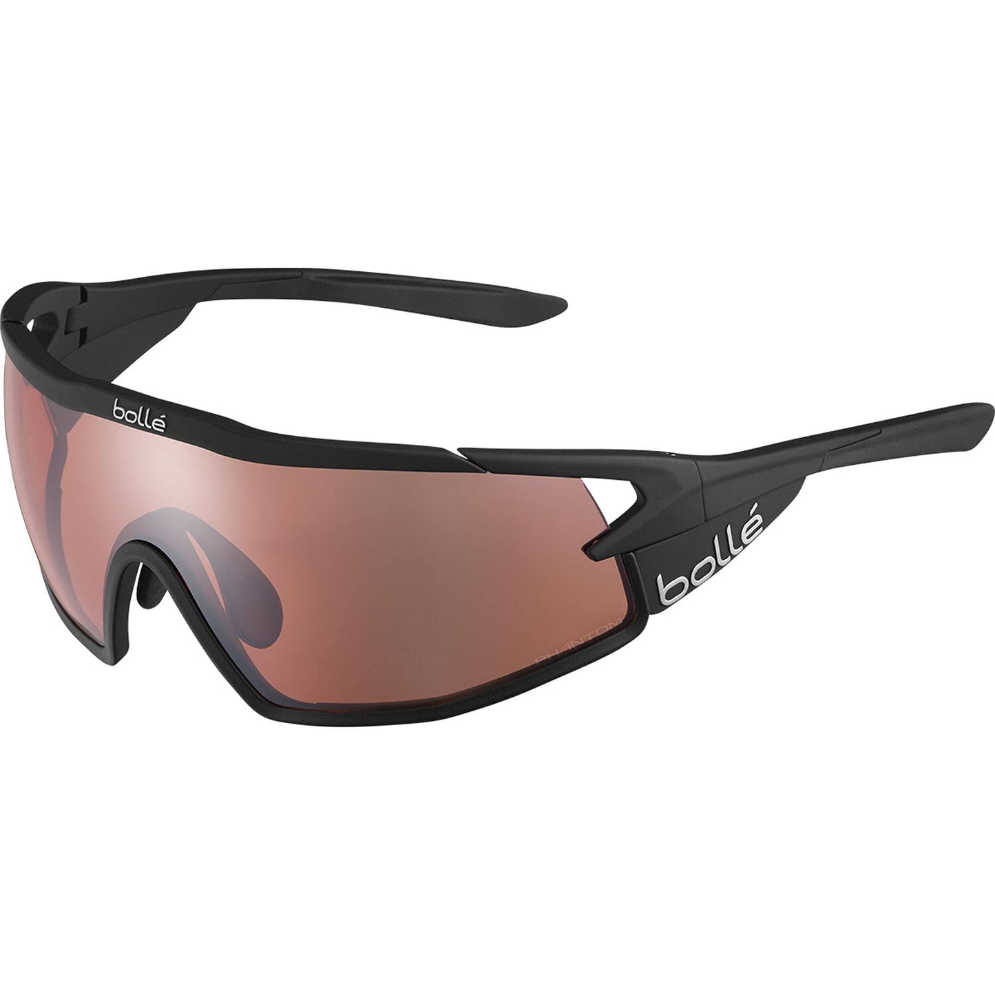 bollé 12627 B-Rock Pro Rectangle Sunglasses, Matte Black - Phantom Vermillon Gun