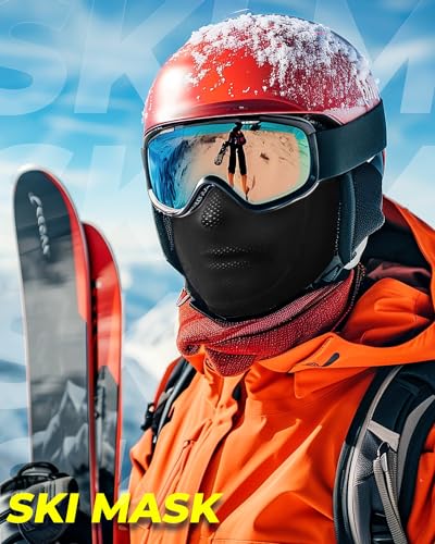 Unique Design-Balaclava Ski Mask with Movable Face Part for Men Women Summer Lightweight Shiesty Mask -Motorcycle Ski Black