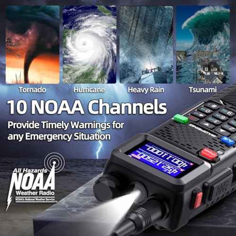 Baofeng Radio Ham Radio Long Range 5RM 10W Handheld Rechargeable 3800mAh Extended Battery NOAA Emergency Weather Tactical Two Way Radio Walkie Talkies For Adults USB-C Charger for Survival Gear,2 Pack