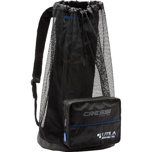 Cressi Heavy Duty Mesh Backpack 85 liters Capacity for Snorkeling, Water Sport Gear | Utila: designed in Italy, Black, One Size (UB937000)