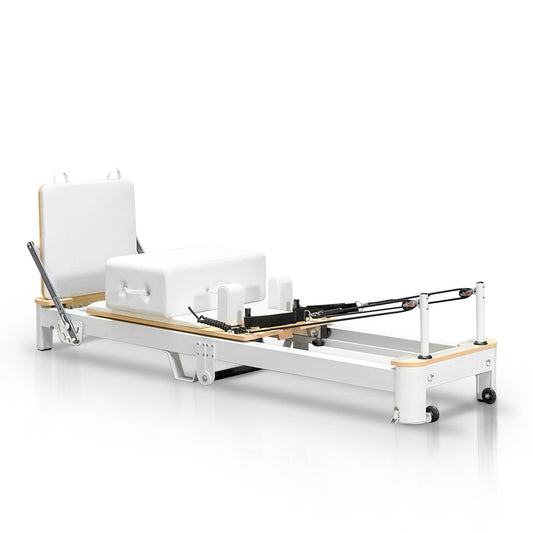 Foverós Pilates Reformer Machine, Foldable Pilates Machine,Pilates Fitness Equipment for Home and Studio (White)