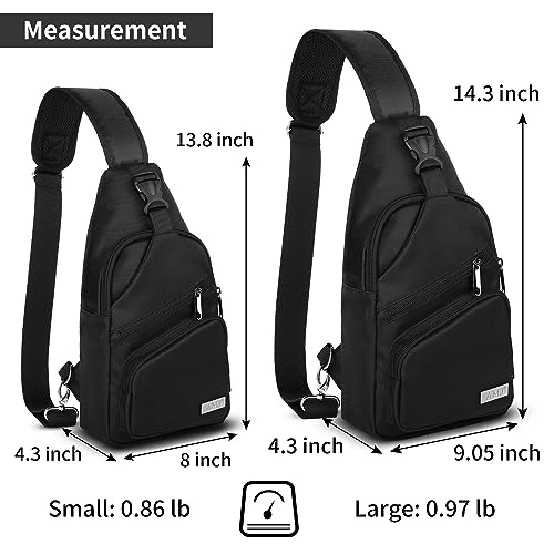 AMJ Crossbody Sling Bag Men Women, Casual Shoulder Backpack, Chest Daypack Satchel for Hiking Travel (Small, Black)