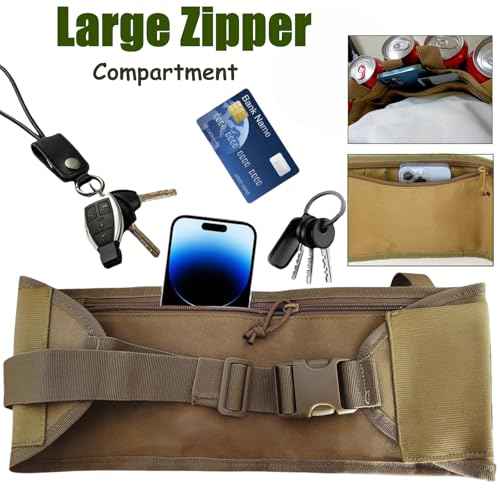 Beer Belt, Adjustable 6 Pack Beer Belt Bottle Holders, Portable Beer Soda Drink Can Holder Waist Pack Bag with Zipper Pocket Pen Slot, Perfect for Party, Picnic, Camping, BBQ, Outdoor Hiking£¨Brown£©