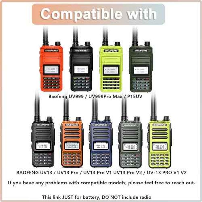 BAOFENG 6 Packs UV-13 Battery USB-C Charging Enlarge Original Li-ion Battery BL-13UV Rechargeable DC7.4V for GM-15 Pro UV-13 Pro P15UV for TYT UV88 UV98