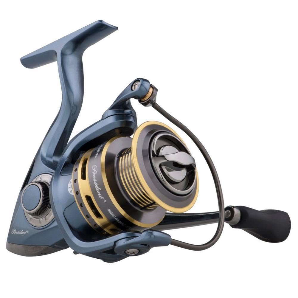 Pflueger President Spinning Reel, Size 25 Fishing Reel, Right/Left Handle Position, Graphite Body and Rotor, Corrosion-Resistant, Aluminum Spool, Front Drag System