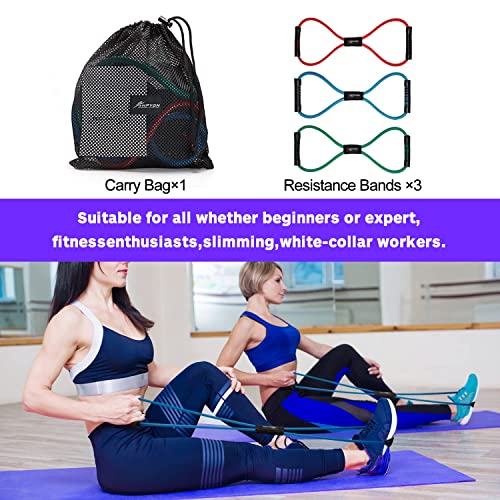 Resistance Bands, Figure 8 Exercise Bands for Women Men, 8 Shaped Resistance Bands for Arms, Chest Expander, Yoga Gym Fitness Pulling Rope 8 Word Elastic for Exercise Muscle Training Tubing