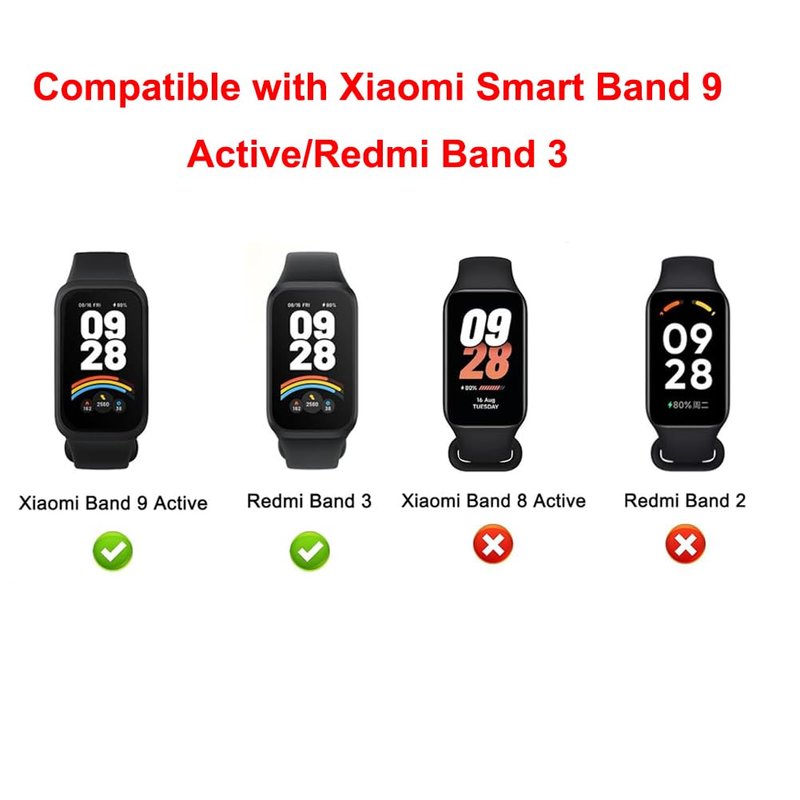 T-BLUER Bands Compatible with Xiaomi Smart Band 9 Active/Redmi Band 3,Leather Replacement Band Bracelet Strap Accessories with Metal Frame for Redmi Band 3 Woman Man Black