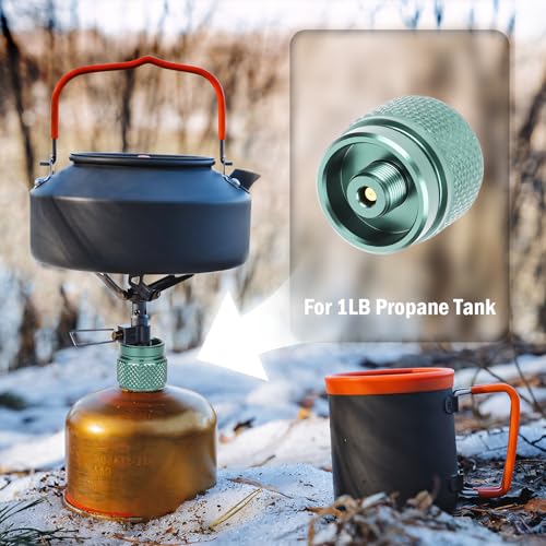 2pcs Camping Stove Adapter Propane to Butane Adapter Gas Converter 16 oz Propane Tank Input EN417 Valve Output Camp Fuel Refill Adapter for Backpacking & Hiking£¨Ink Green)
