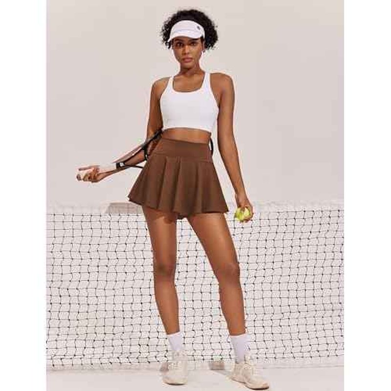 PINSPARK Womens Tennis Skirt Pleated Athletic Skirts with Pockets Shorts High Waisted Golf Skort for Workout Pickleball