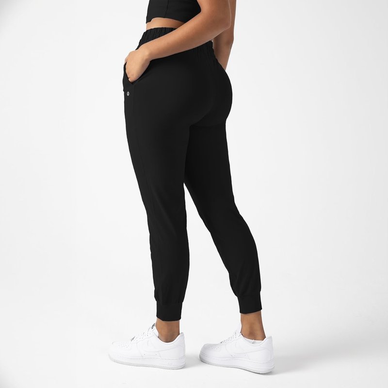 YITTY Active Women's Ultraluxe High-Waist Jogger Pant, Athleisure, Draw-String, Breathable, Pockets, Iconic Black, XL, Regular
