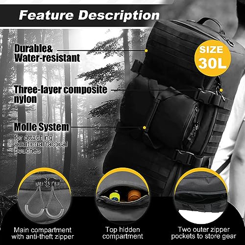 3 In 1 Tactical 30L Military Backpack Travel Duffle Bag for Weekender Gym Workout Deployment