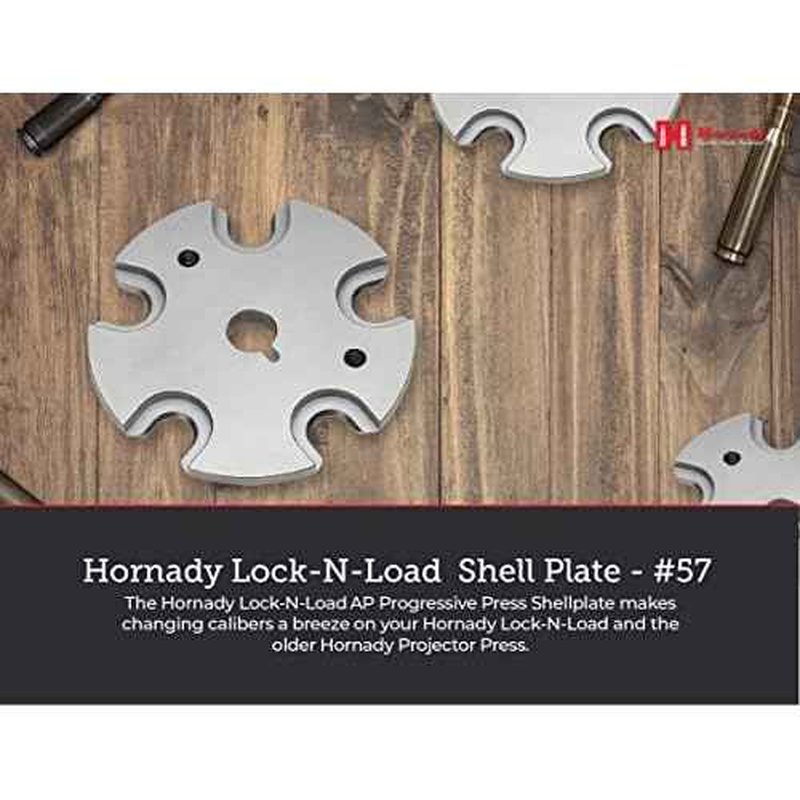 Hornady Lock N Load Shell Plate, #57, 392657 - for Reliable Caliber Changes on Your Lock-N-Load Press - Each Plate Works with Multiple Calibers - Easy Case Insertion