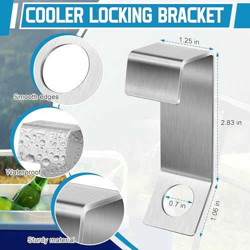 Saillong 2 Packs Cooler Lock Bracket with Security Cable Lock, Cooler Tie Down Kit, 4.92 FT Ice Chest Padlock for Secure Mid to Large Size Thermal Box to Trailer Deck Boat