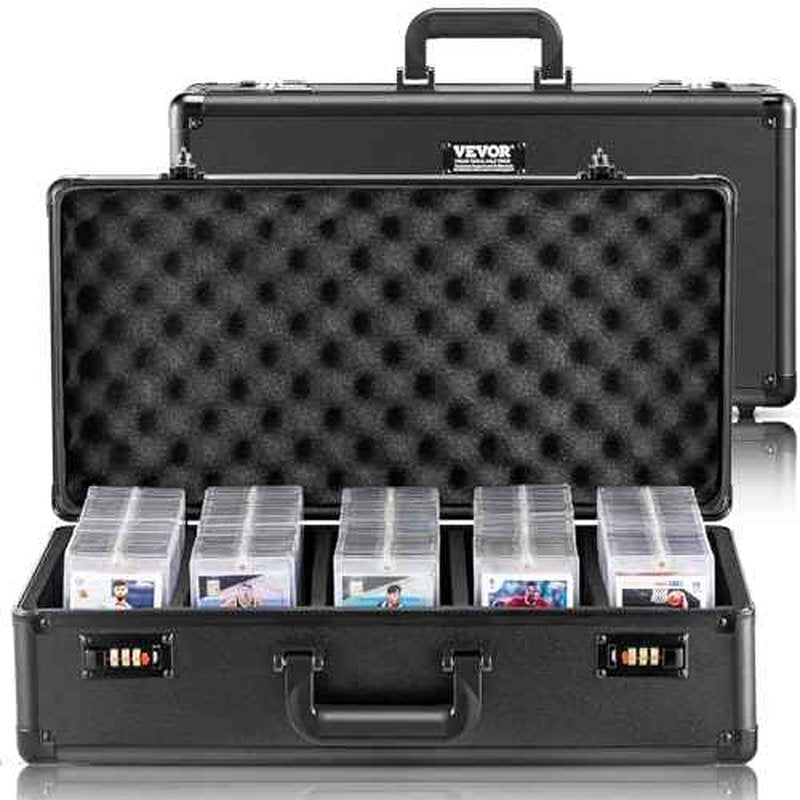 VEVOR 162 PSA Graded Sports Card Holder Box - 5 Slot Case with Coded Lock - Holds 115 BGS, 130 SGC or 999+ Loose Cards