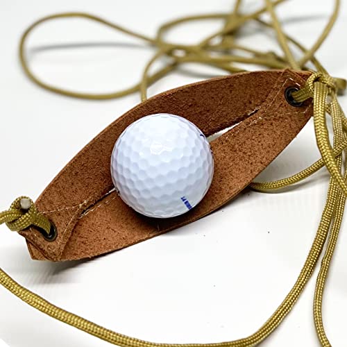 Parallel Halo Leather Shepherd Sling Handmade Paracord Shepherd Tennis Ball Thrower (brown)