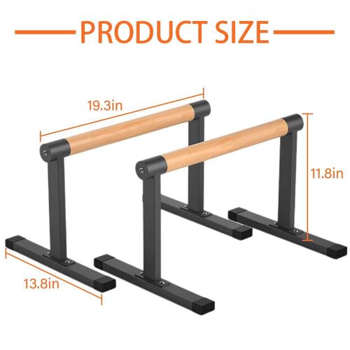 Wooden Parallel Bar and Dip Bar with Thick Beech Handles, Push-up Bar, Rock-Free Fitness Equipment for Handstand, L-Sit, Gymnastics, Strength Training Home Gym,500lbs