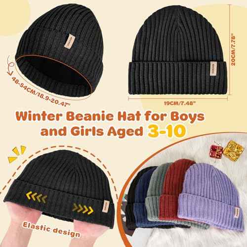 Sukeen Kids Winter Beanie Hat for Girls & Boys - Warm Knitted Hat, Age 3-10, Seepage Proof, Skull Cap for Daily Outdoor Use
