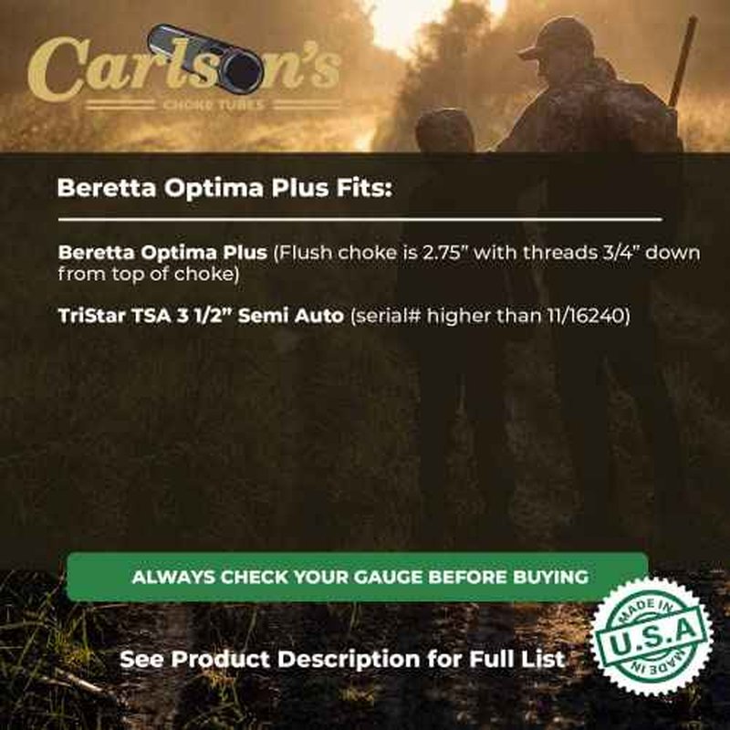 Carlsons Choke Tubes 12 Gauge for Beretta Optima Plus | Stainless Steel | Blued Sporting Clays Choke Tube | Made in USA
